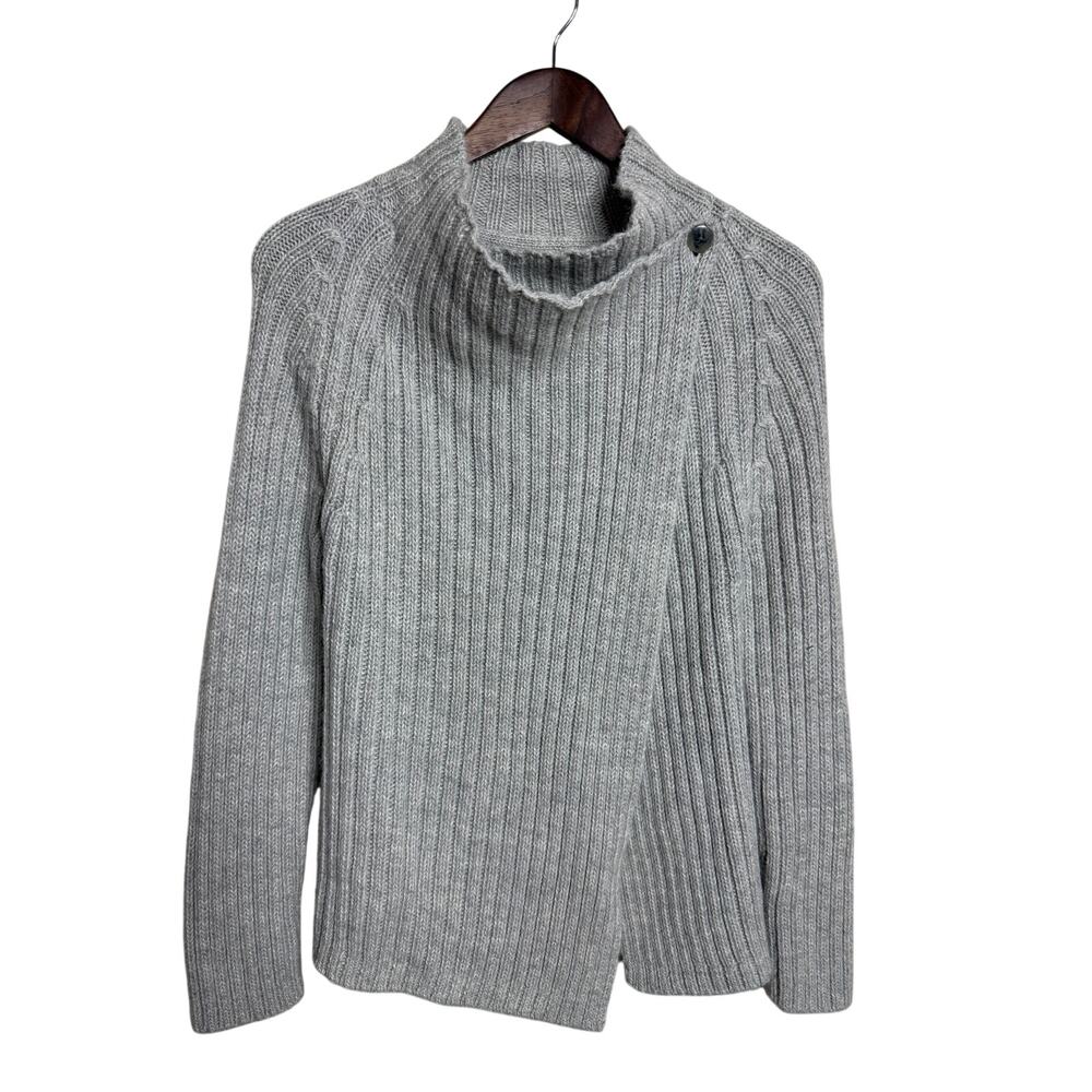 Nau Nazca 100% Superfine Alpaca Ribbed Wrap Cardigan Sweater size XS Gray
